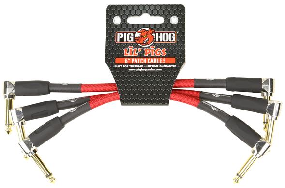 Pig Hog PIG HOG VINTAGE 6" PATCH CABLES, CANDY APPLE, 3PC