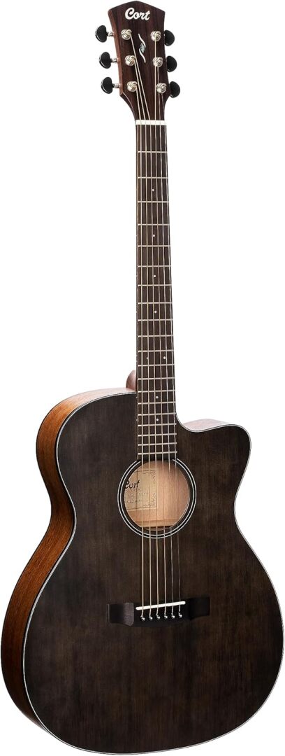 Cort Cort 6 String Acoustic-Electric Guitar, Right, Open Pore Trans Black,
