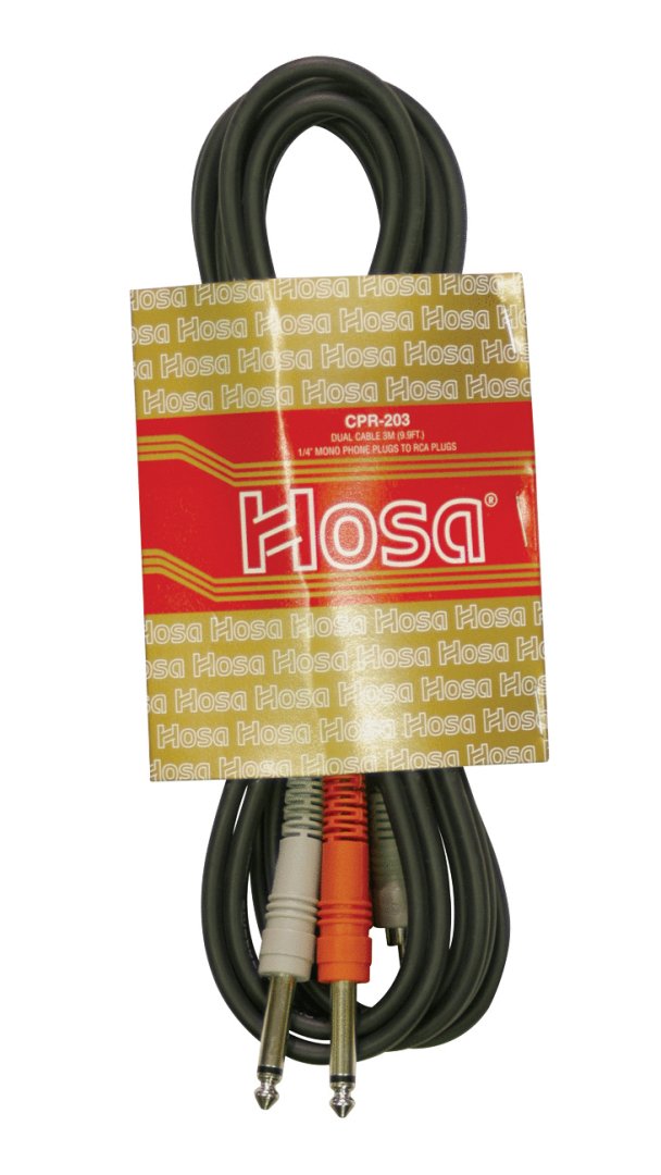 Hosa Hosa CPR-203 Stereo Interconnect Dual 1/4" TS to Dual RCA. 3m