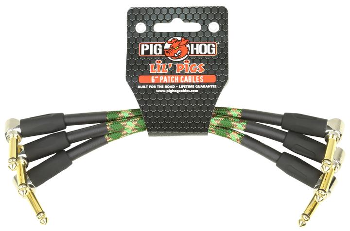 Pig Hog PIG HOG VINTAGE 6" PATCH CABLES, CAMOUFLAGE, 3PC