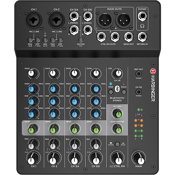Harbinger Harbinger LV8 8-Channel Analog Mixer with Bluetooth