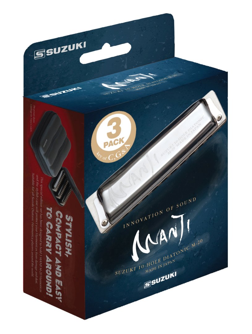 Suzuki Suzuki M-20-MP 3 Piece Manji Harmonica Set With Case