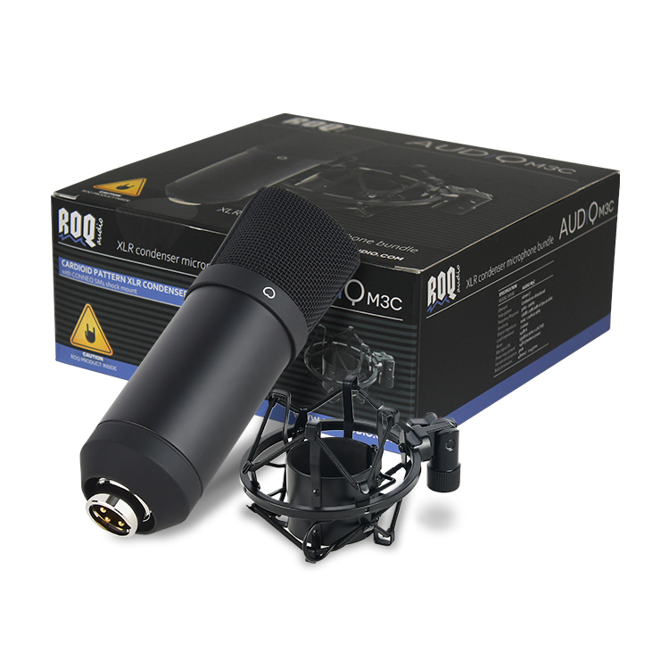 ROQ Audio M3C+SM1 - XLR Condenser Microphone w/SM1 - Shock Mount