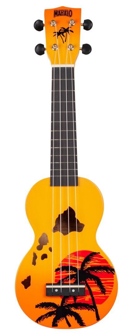 Mahalo Mahalo MD1-HAORB Hibiscus Soprano Ukulele. Orange Burst
