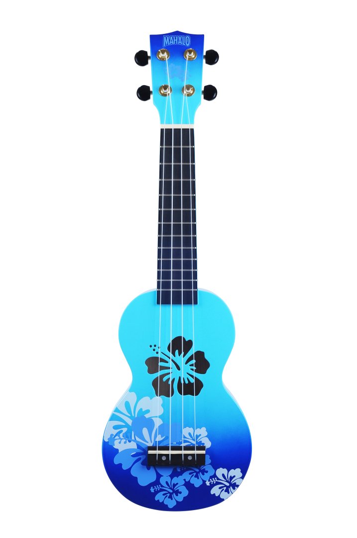 Mahalo Mahalo MD1-HBBUB Hibiscus Soprano Ukulele. Blue Burst