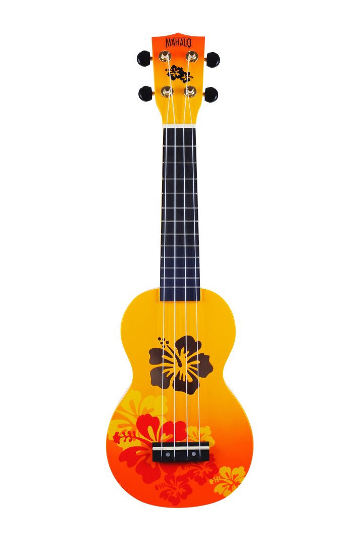 Mahalo Mahalo MD1-HBORB Hibiscus Soprano Ukulele. Orange Burst