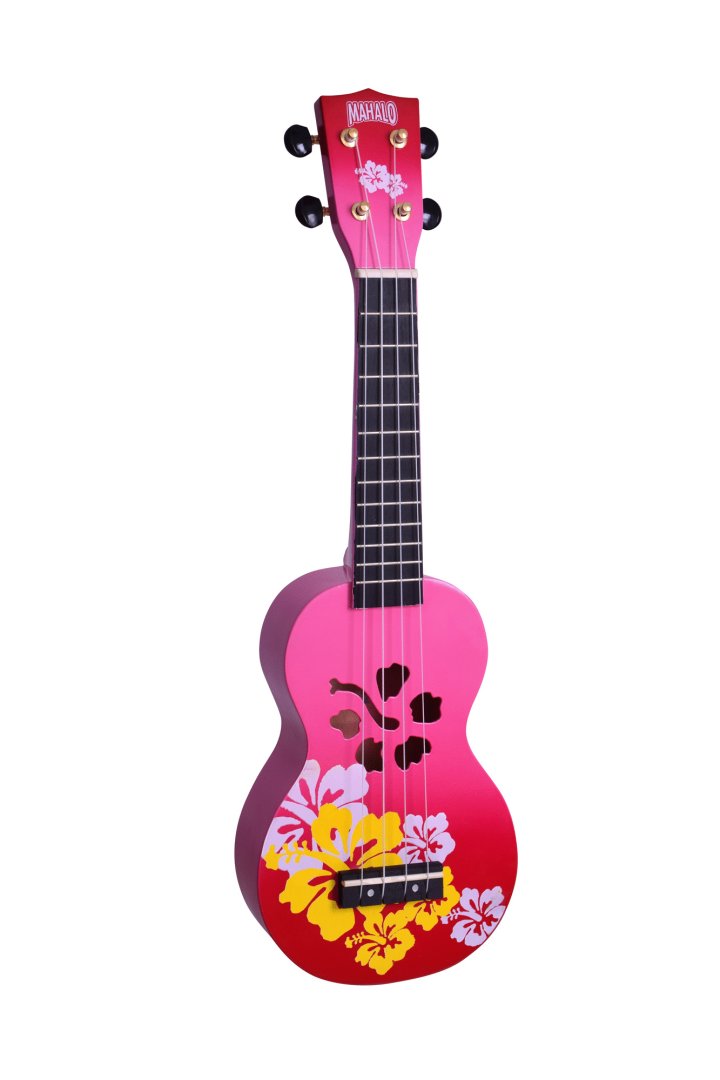 Mahalo Mahalo MD1-HBRDB Hibiscus Soprano Ukulele. Red Burst