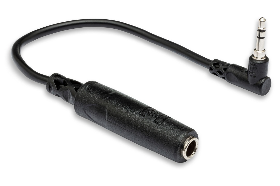 Hosa Hosa MHE-100.5 Right-angle 3.5mm TRS Male to 1/4 inch TRS Female Adapt