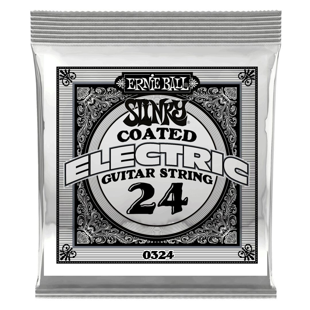 Ernie Ball .024 Slinky Coated Nickel Wound Electric Guitar Strings 6 Pack