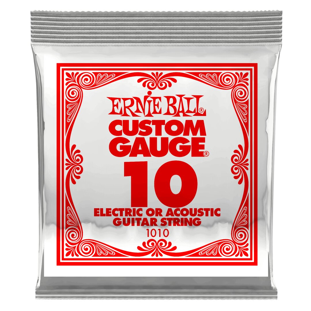 Ernie Ball .010 Plain Steel Electric or Acoustic Guitar Strings 6 Pack