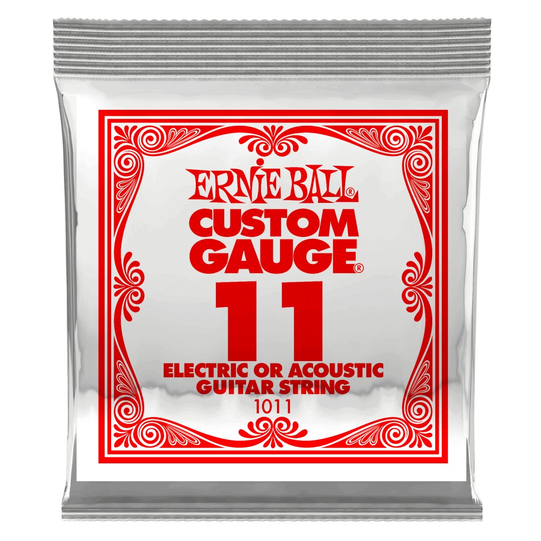 Ernie Ball .011 Plain Steel Electric or Acoustic Guitar Strings 6 Pack
