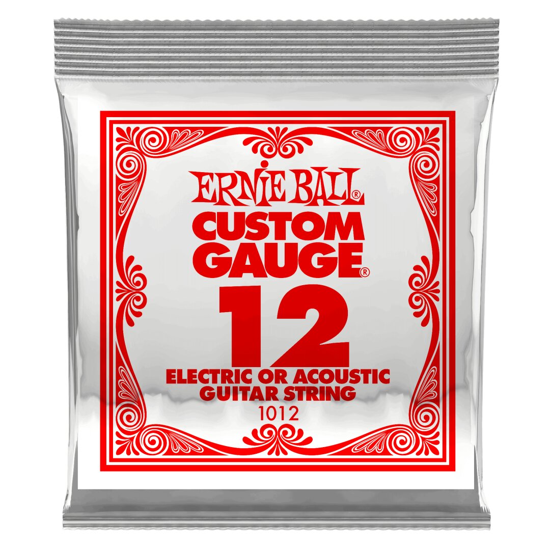 Ernie Ball .012 Plain Steel Electric or Acoustic Guitar Strings 6 Pack