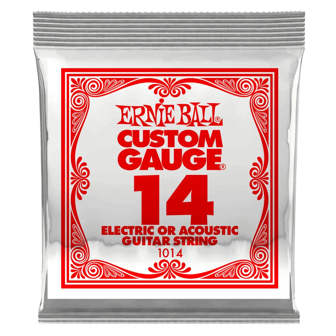 Ernie Ball .014 Plain Steel Electric or Acoustic Guitar Strings 6 Pack