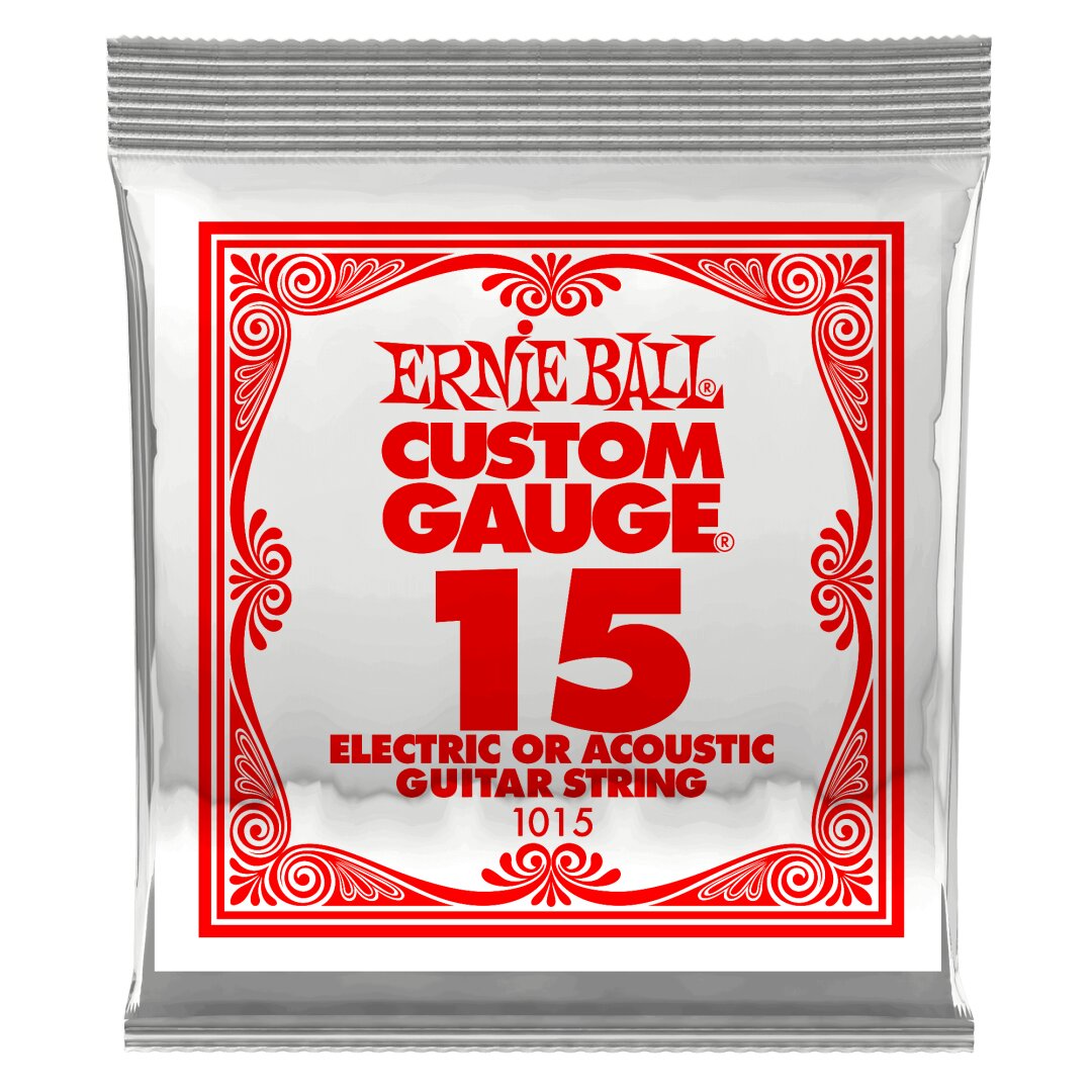 Ernie Ball .015 Plain Steel Electric or Acoustic Guitar Strings 6 Pack
