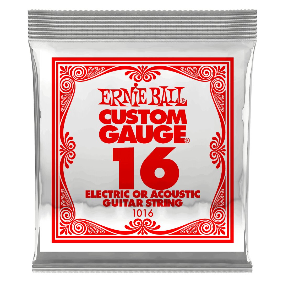 Ernie Ball .016 Plain Steel Electric or Acoustic Guitar Strings 6 Pack