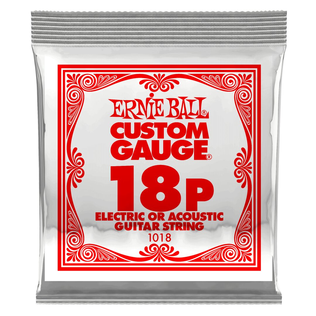 Ernie Ball .018 Plain Steel Electric or Acoustic Guitar Strings 6 Pack