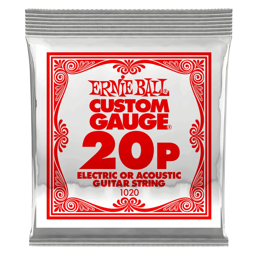 Ernie Ball .020 Plain Steel Electric or Acoustic Guitar Strings 6 Pack