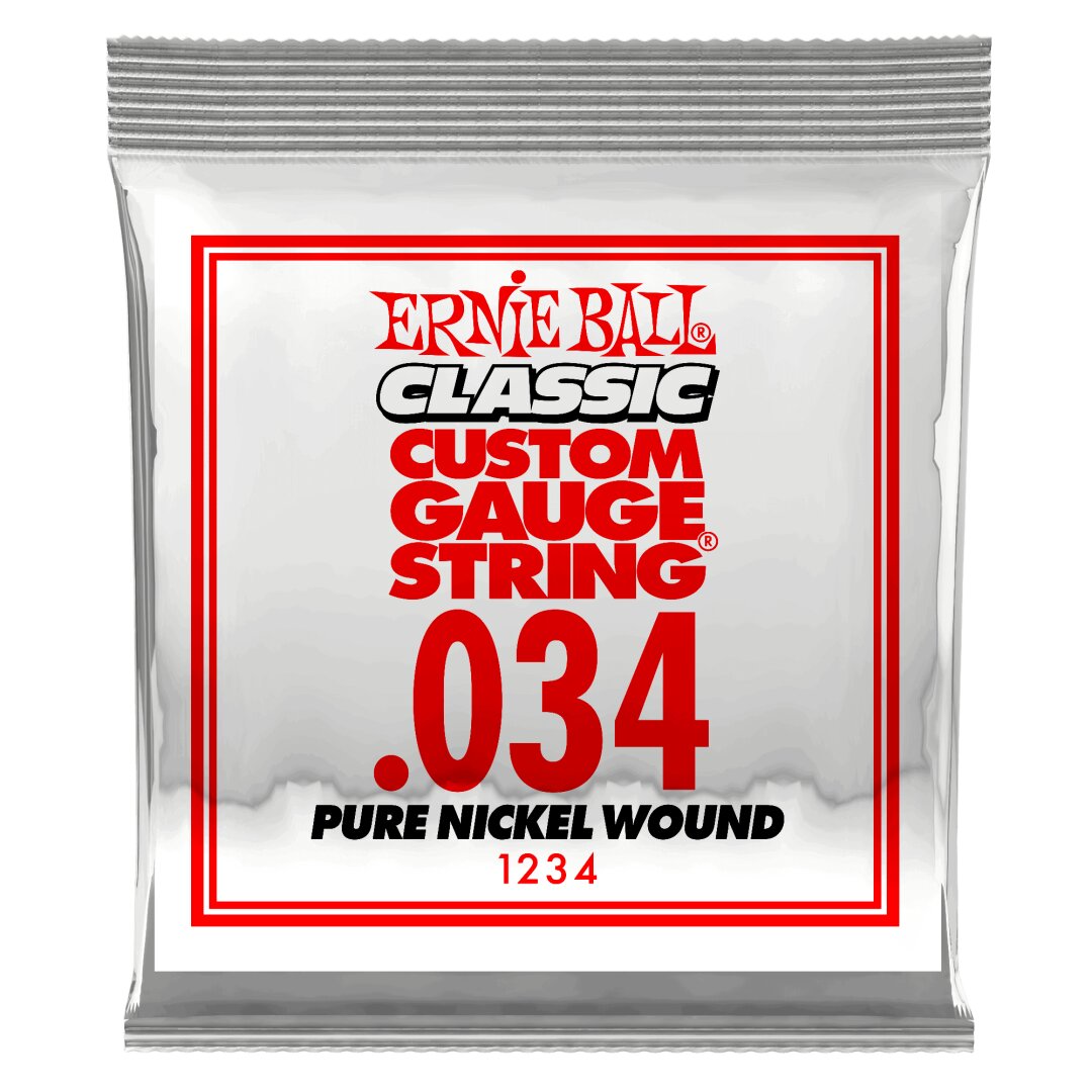 Ernie Ball .034 Classic Pure Nickel Wound Electric Guitar Strings 6 Pack