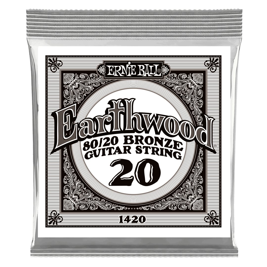 Ernie Ball .020 Earthwood 80/20 Bronze Acoustic Guitar Strings 6 Pack