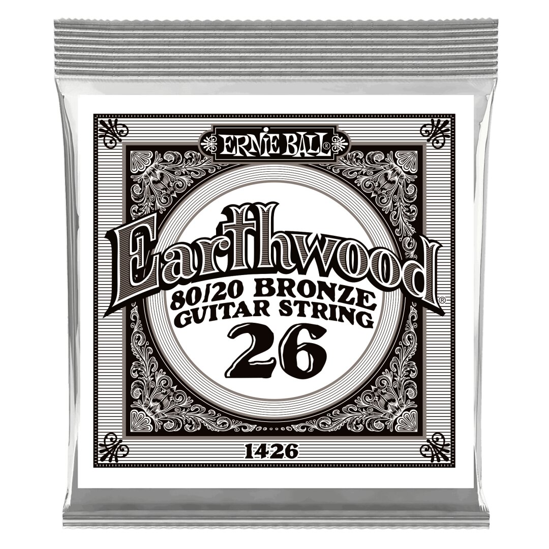 Ernie Ball .026 Earthwood 80/20 Bronze Acoustic Guitar Strings 6 Pack