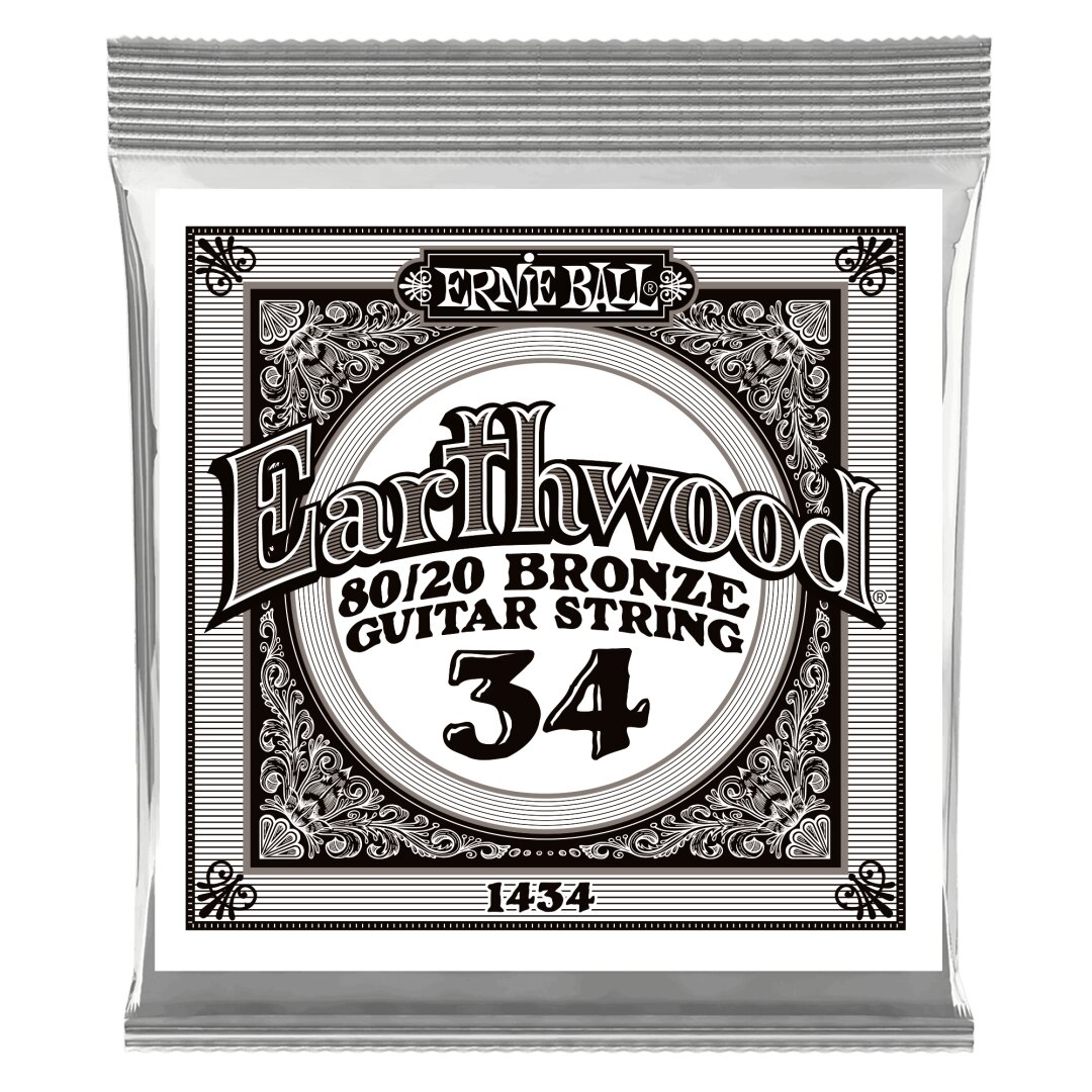 Ernie Ball .034 Earthwood 80/20 Bronze Acoustic Guitar Strings 6 Pack
