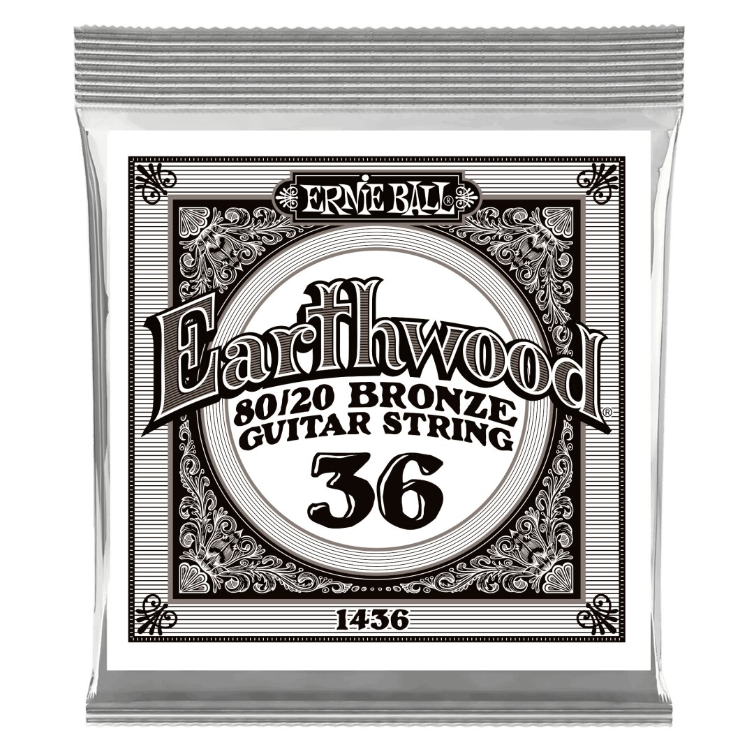 Ernie Ball .036 Earthwood 80/20 Bronze Acoustic Guitar Strings 6 Pack