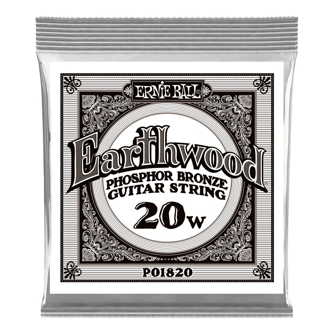 Ernie Ball .020 Earthwood Phosphor Bronze Acoustic Guitar Strings 6 Pack