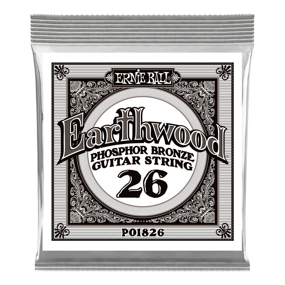 Ernie Ball .026 Earthwood Phosphor Bronze Acoustic Guitar Strings 6 Pack