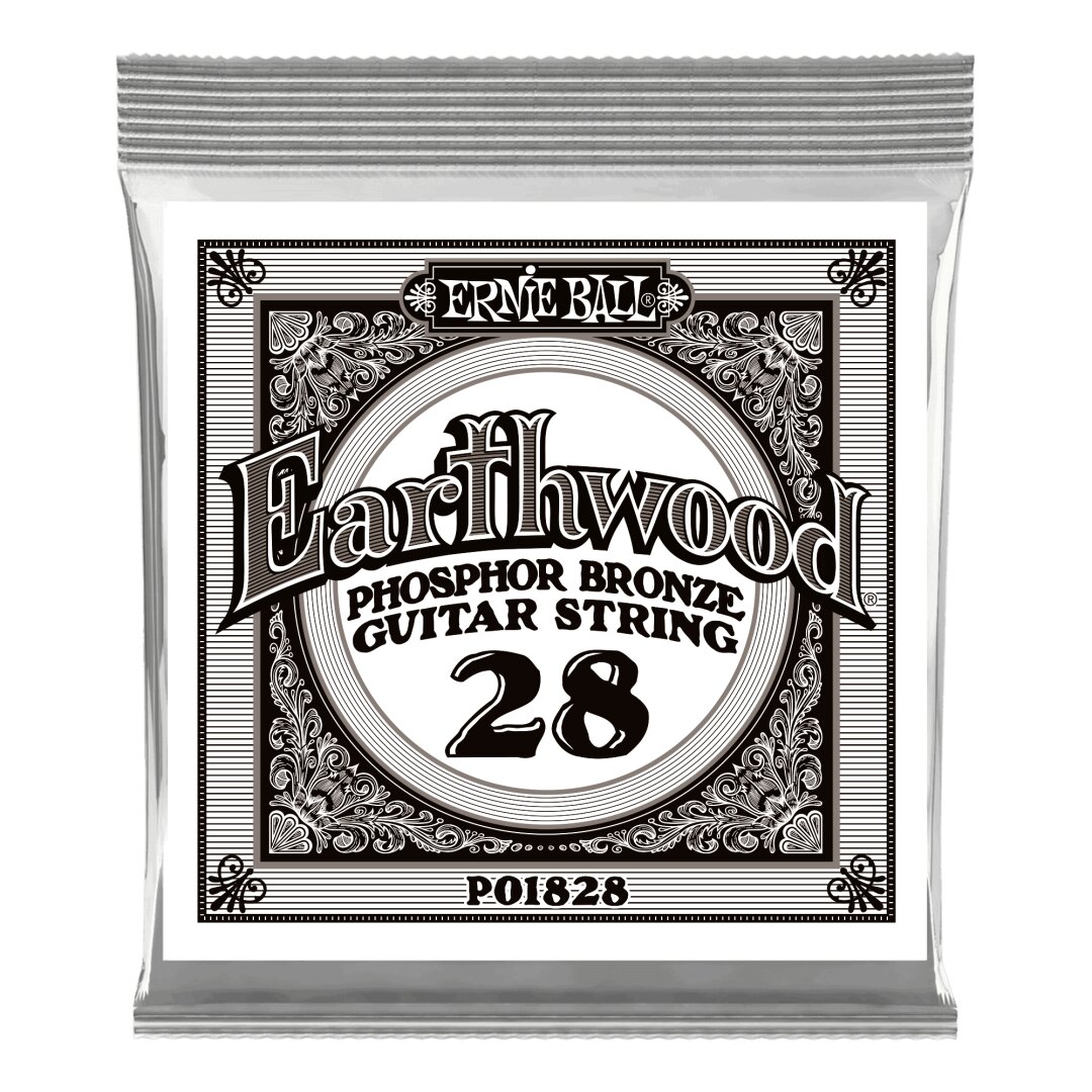 Ernie Ball .028 Earthwood Phosphor Bronze Acoustic Guitar Strings 6 Pack