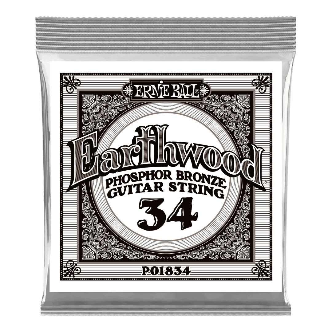 Ernie Ball .034 Earthwood Phosphor Bronze Acoustic Guitar Strings 6 Pack