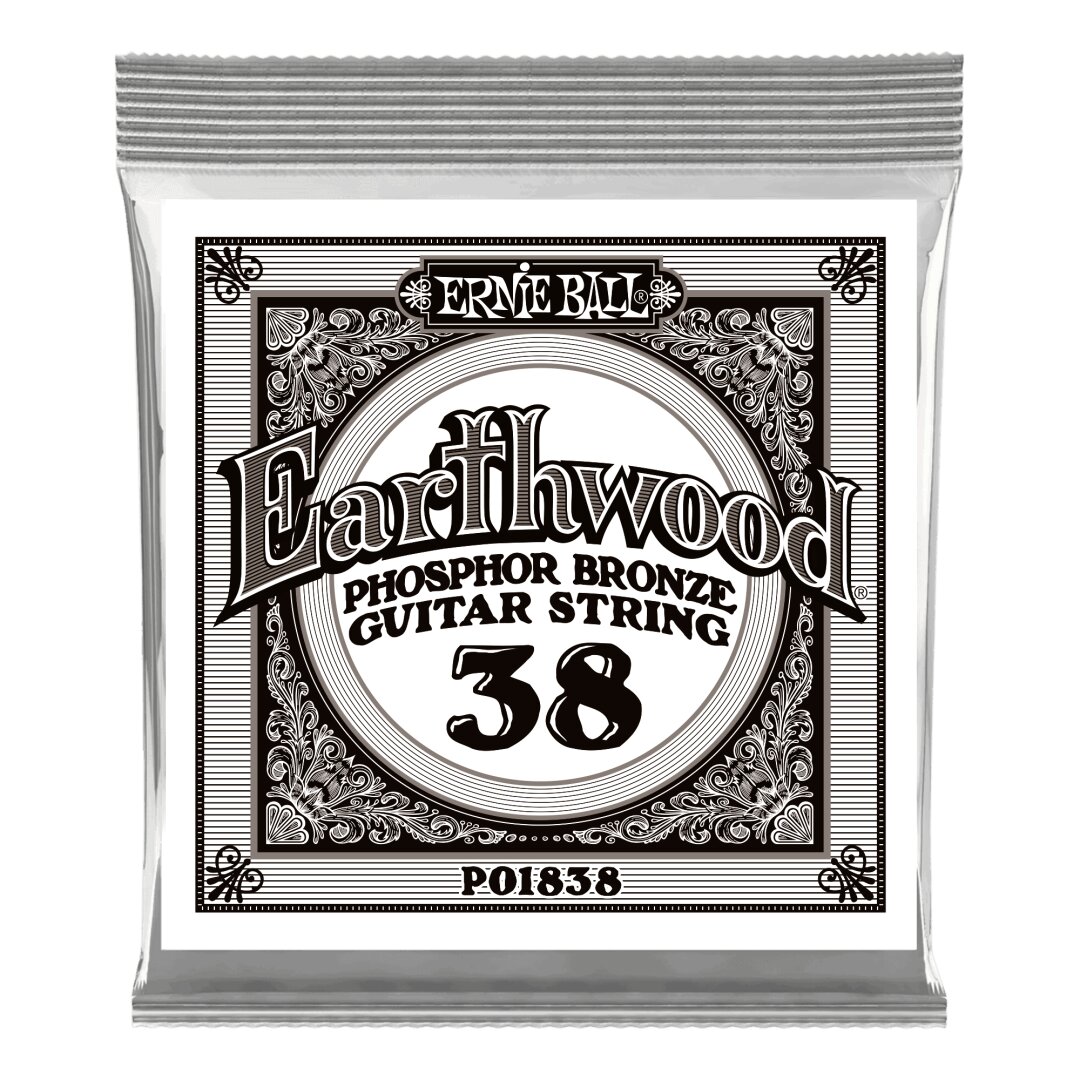Ernie Ball .038 Earthwood Phosphor Bronze Acoustic Guitar Strings 6 Pack