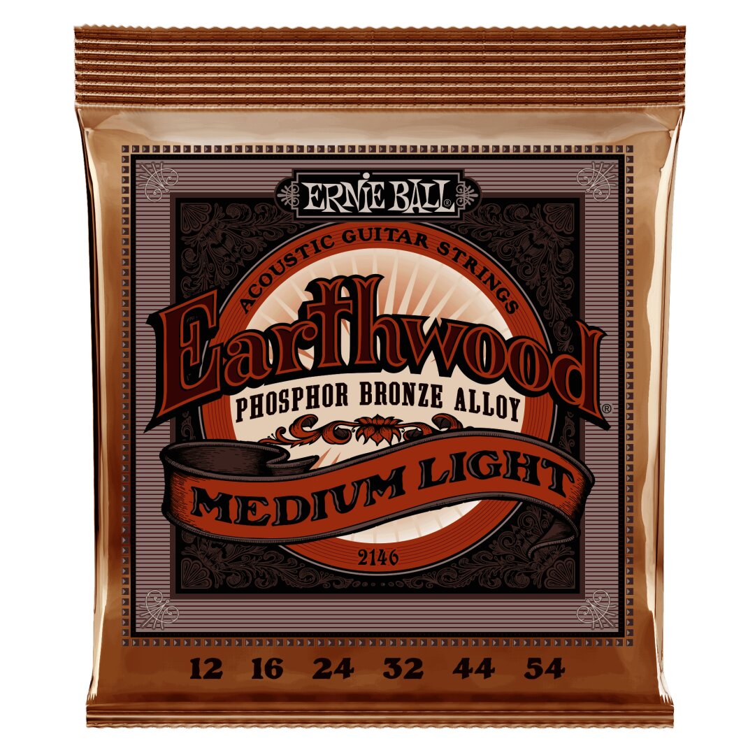 Ernie Ball Earthwood Medium Light Phosphor Bronze Acoustic Guitar Strings - 12-54