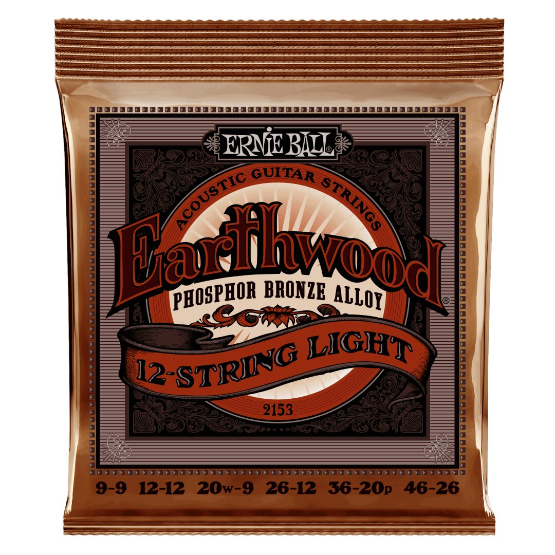 Ernie Ball Earthwood 12-String Light Phosphor Bronze Acoustic Guitar Strings - 9-