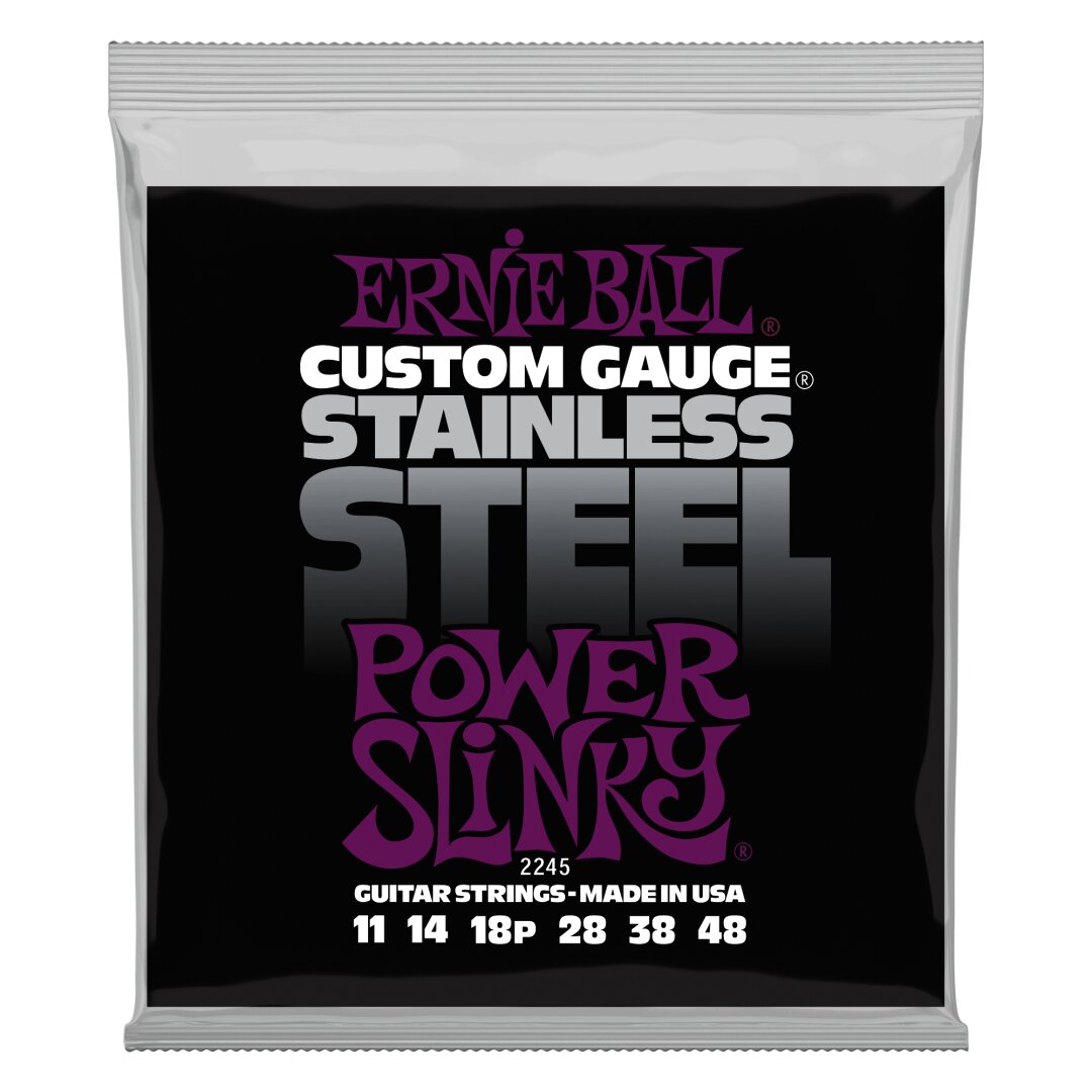 Ernie Ball Power Slinky Stainless Steel Wound Electric Guitar Strings - 11-48 Gau