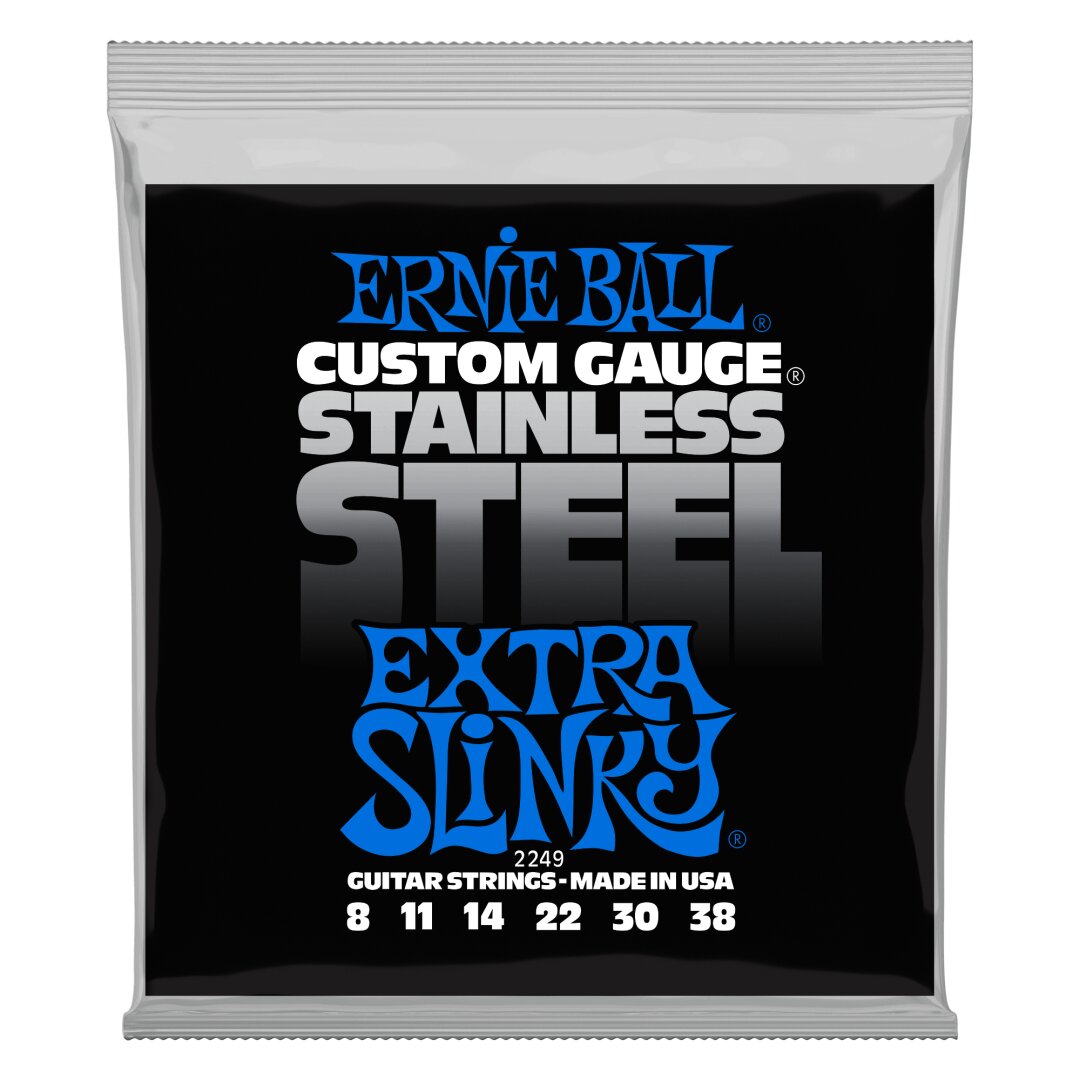 Ernie Ball Extra Slinky Stainless Steel Wound Electric Guitar Strings - 8-38 Gaug