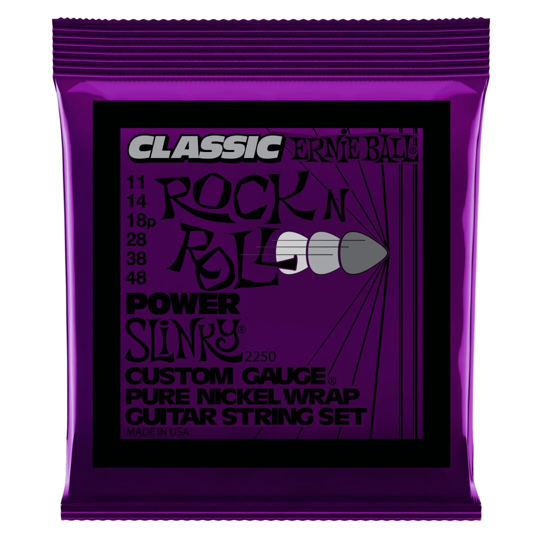 Ernie Ball Power Slinky Classic Rock n Roll Pure Nickel Wrap Electric Guitar Stri