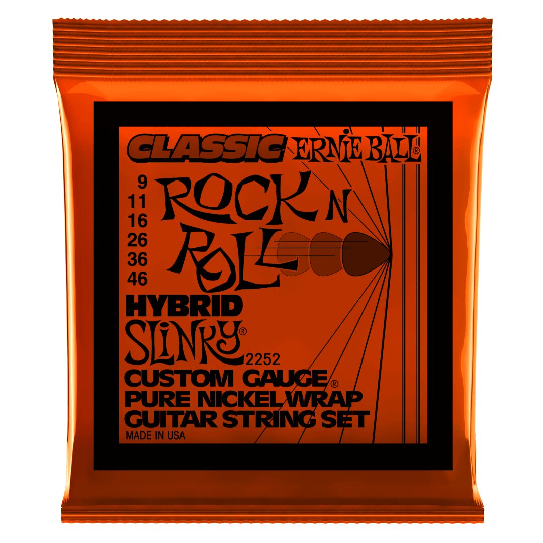 Ernie Ball Hybrid Slinky Classic Rock n Roll Pure Nickel Wrap Electric Guitar Str
