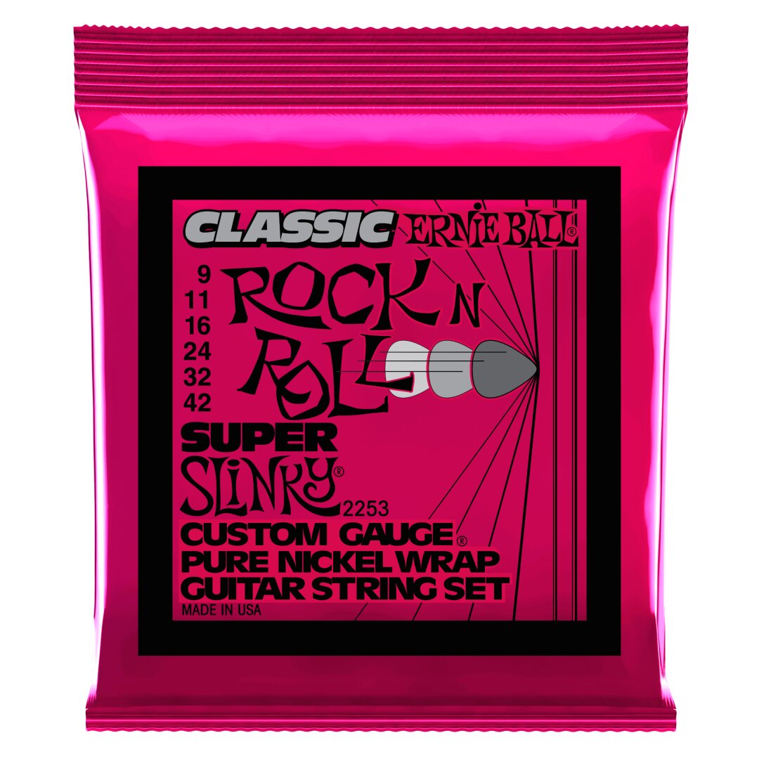 Ernie Ball Super Slinky Classic Rock n Roll Pure Nickel Wrap Electric Guitar Stri