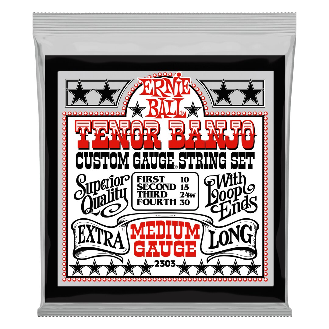 Ernie Ball Medium Loop End Stainless Steel Tenor Banjo Guitar Strings - 10-30 Gau