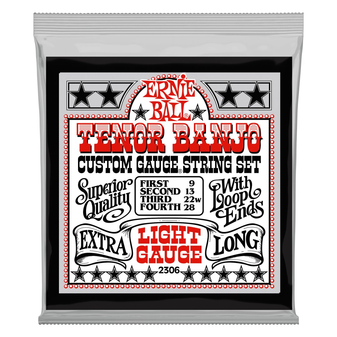 Ernie Ball Light Loop End Stainless Steel Tenor Banjo Guitar Strings - 9-28 Gauge
