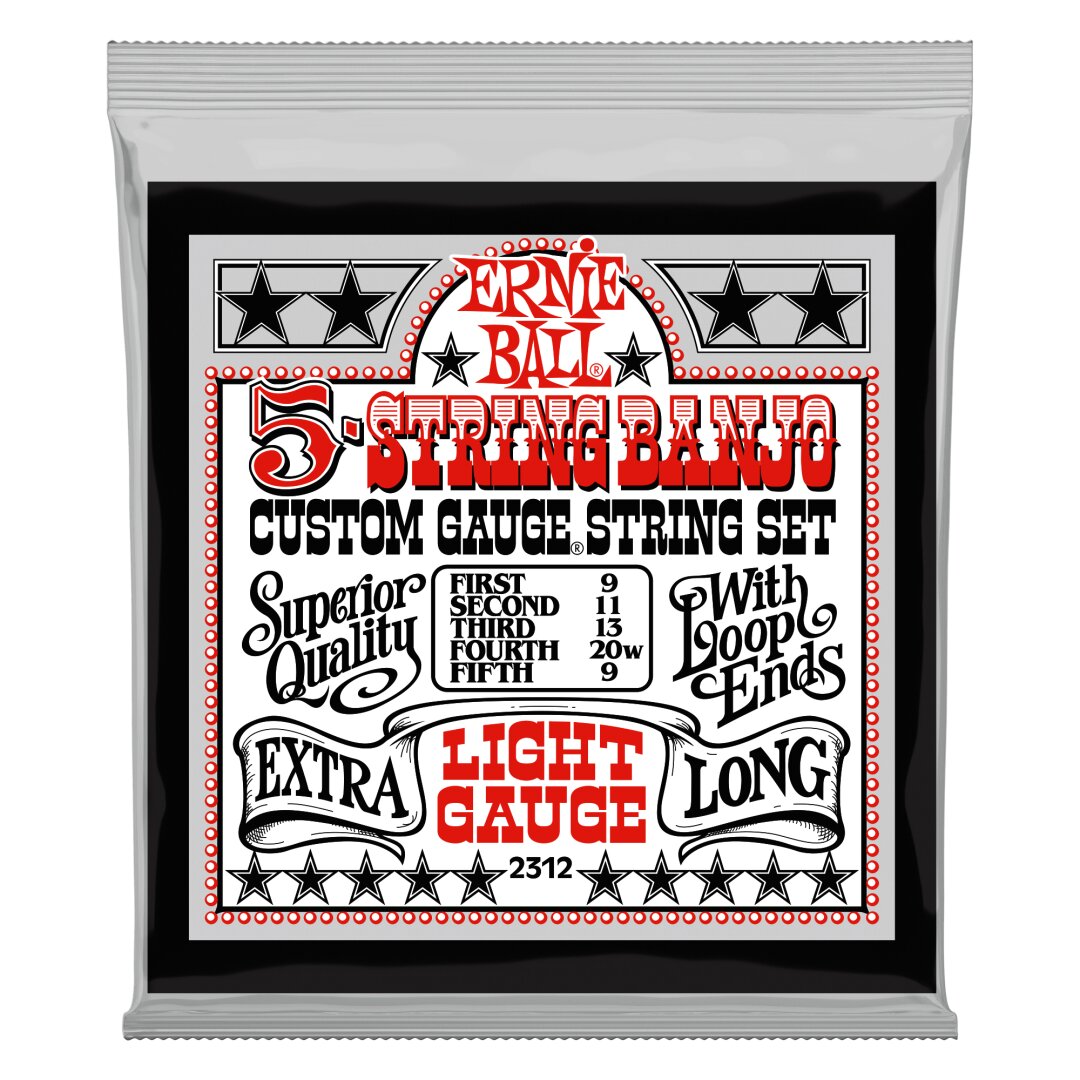 Ernie Ball Light 5-String Loop End Stainless Steel Banjo Guitar Strings - 9-9 Gau