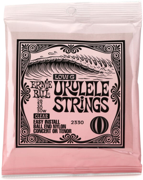 Ernie Ball Ernie Ball 2330 Low G Ukulele Strings for Concert/Tenor - Clear Nylon,