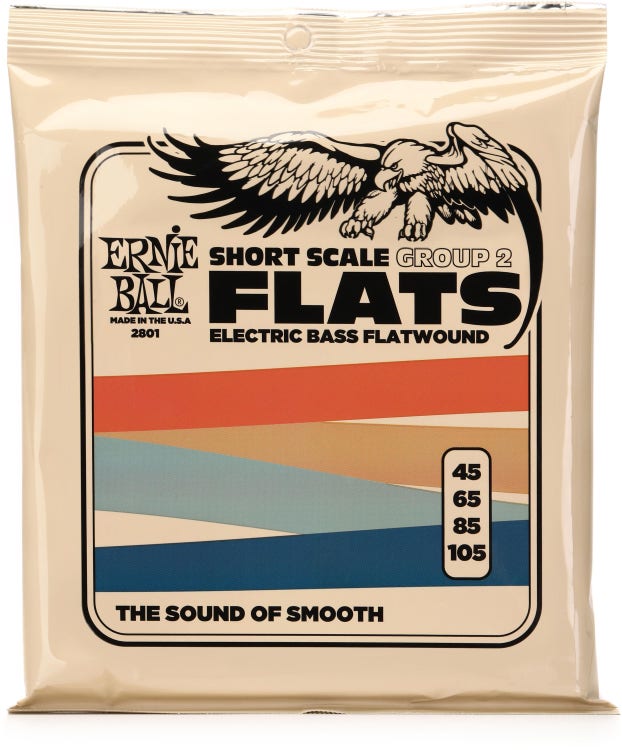 Ernie Ball Ernie Ball 2801 Flatwound Short-scale Electric Bass Guitar Strings, .0