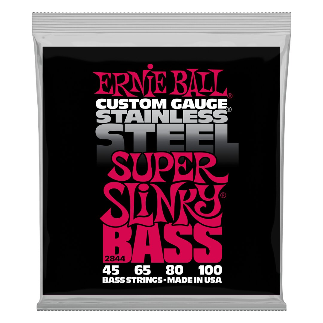 Ernie Ball Super Slinky Stainless Steel Electric Bass Strings - 45-100 Gauge