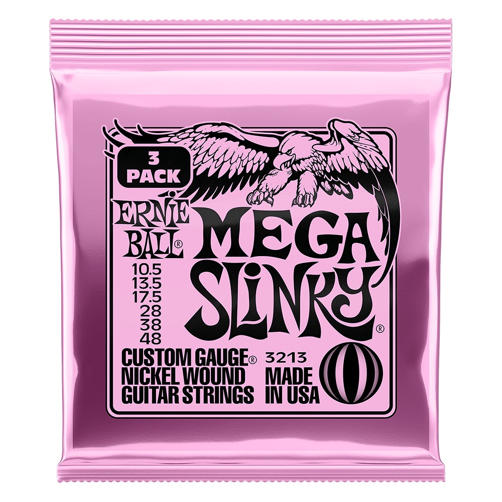 Ernie Ball Mega Slinky Nickel Wound Electric Guitar Strings 10.5-48 Gauge - 3 Pac