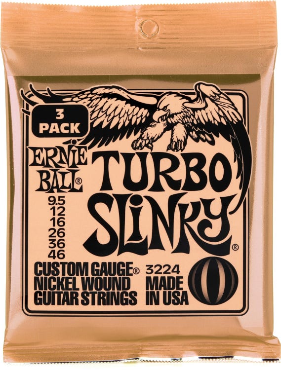 Ernie Ball Ernie Ball 3224 Turbo Slinky Nickel Wound Electric Guitar Strings - .0