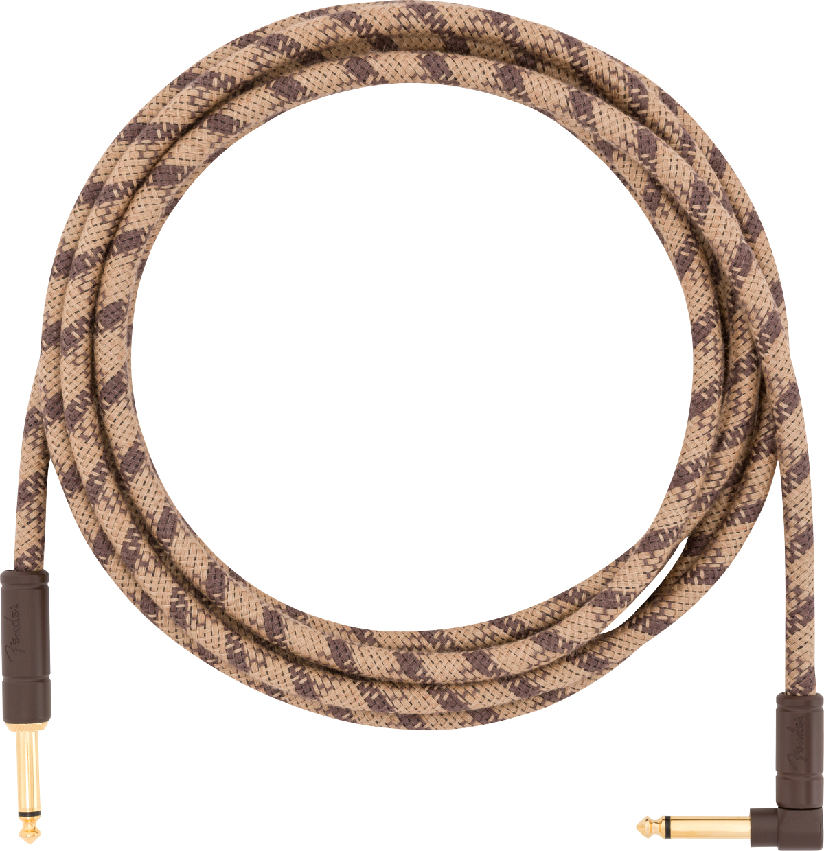 FENDER FENDER 10' PURE HEMP INSTRUMENT CABLE, BROWN, RIGHT ANGLE
