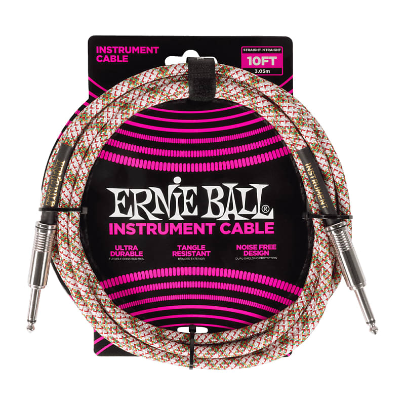 Ernie Ball Ernie Ball P06426 Braided Instrument Cable Straight/Straight 10ft - Em