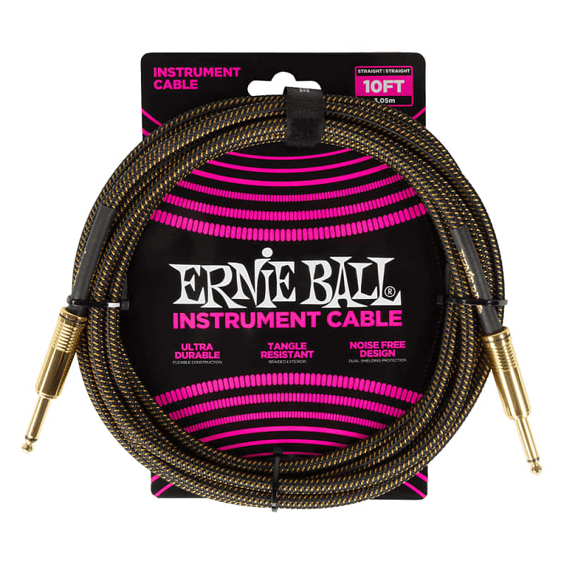 Ernie Ball Ernie Ball P06428 Braided Instrument Cable Straight/Straight 10ft - Pa