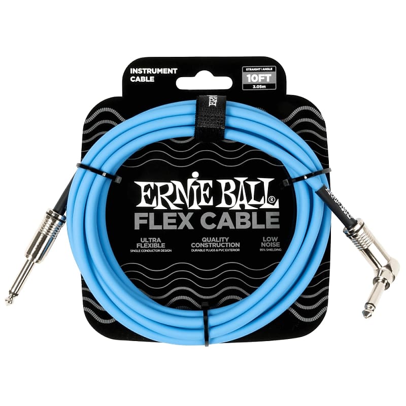 Ernie Ball Ernie Ball P06464 Flex Instrument Cable Straight/Angle 10ft - Blue